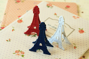 Eiffel Tower desk clip card holder set 3pc