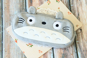 Totoro Cartoon Plush Zip Pen Bag