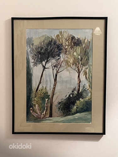 Картина "Тосканский пейзаж", краски акварель/гуашь (фото #1)