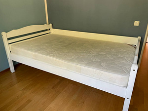 120 x 200cm täispuidust voodi ja madrats, ise kätte (1 foto / 6)