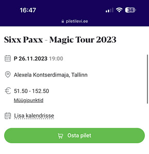 Sixx Paxx pilet (2 foto / 2)