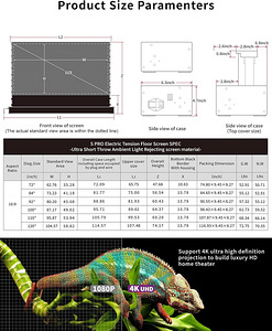 Vividstorm S Pro 120" Electric Tab-Tensioned Floor Screen (6 foto / 6)