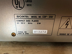 Vintage Sony CDP-350 Compact Disc Player (1 foto / 10)