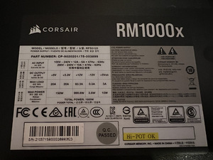 Corsair RM1000x PSU, 80 PLUS Gold, Toiteplokk 1000W (2 foto / 4)
