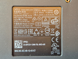 Dell dock / dokk WD15 USB-C + Dell 130W laadija, adapter (4 foto / 7)