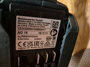 Metabo AG 18 lehepuhur, akutoitel (6 foto / 9)