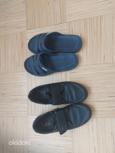 Кожанные Туфли для мальчика и шлепки размер 34 (фото #2)