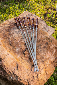 Grillvardade komplekt 6 tk. 3x12x55 cm. Nahast värin. (10 foto / 10)