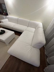 Nurgadiivan valge nahast / white leather corner sofa (2 foto / 4)