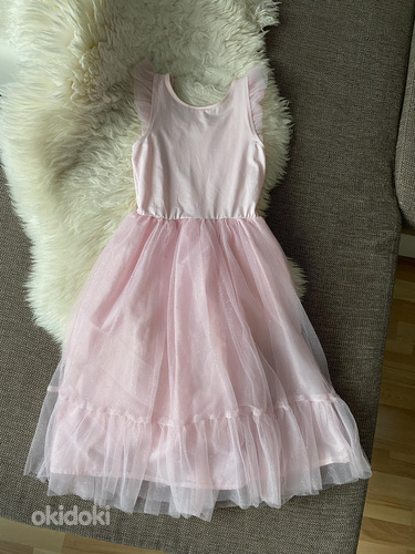 H&M kaelakeedega heleroosa kleit, s. 134-140 cm (8-10a) (foto #2)