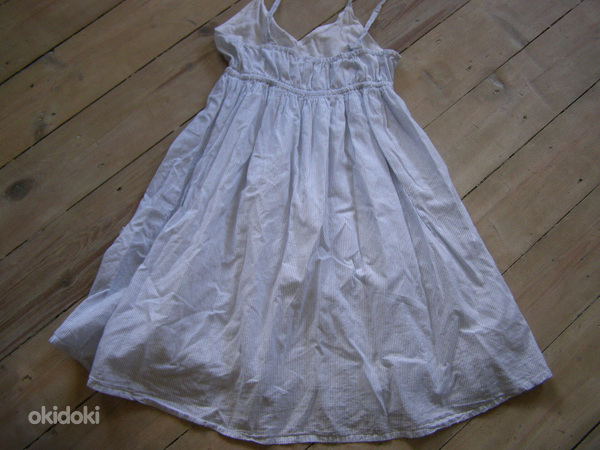 Летнее платье для женщин/девочек белое/синее в полоску (фото #4)