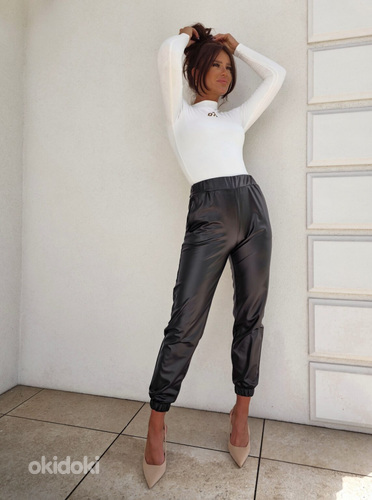 Новые женские кожаные брюки XS, L (фото #7)