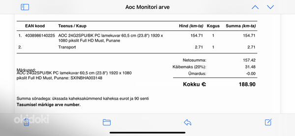 AOC 24G2SPU/BK (23.8") FullHD 165Hz monitor, garantiiga (foto #3)
