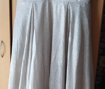 Торжественное длинное серебряное платье размер L