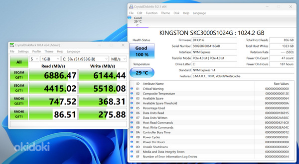 Kingston KC3000 PCIe 4.0 1TB NVMe SSD (фото #3)