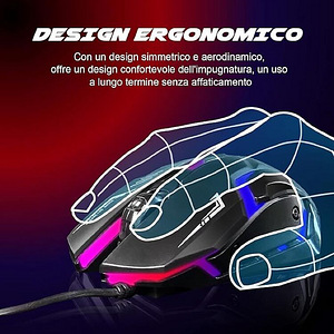 Ergonoomiline mänguri arvutihiir - RGB tuledega (4 foto / 6)