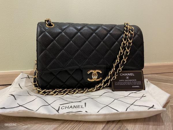 Authentic Chanel 2.55 Medium Double Flap Bag Black Caviar (foto #1)