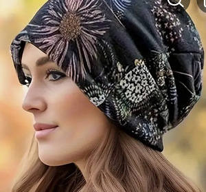 Naiste boho stiilis lilleprindiga beanie müts (4 foto / 4)
