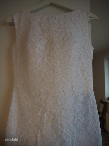 Классическое белое свадебное платье размер 38 + чехол (фото #2)