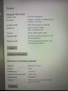 Lenovo sülearvuti Ideapad 700-15isk (5 foto / 7)