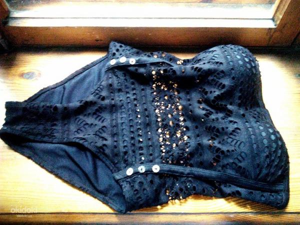 Продам чорний плетений закритий купальник (фото #2)