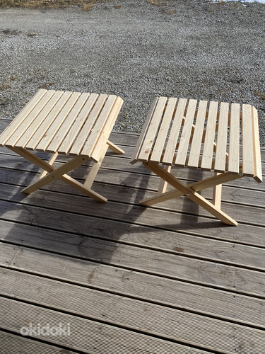 2 складные скамейки из массива дерева, НОВЫЕ, размеры 60x54. (фото #2)