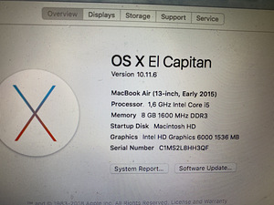 Macbook Air 13,3 tolli 8 GB RAM 251GB (4 foto / 5)