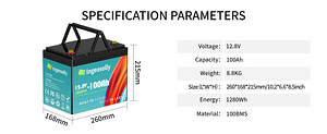 Аккумулятор LiFePO4 12,8В 100Ач BMS (2 фото из 3)