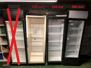 Klaasuksega vitriin külmkapid - 3 tk kasutatud - töökorras (1 foto / 4)