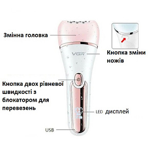 Бездротовий водостійкий жіночий епілятор для обличчя та тіла (7 фото из 10)