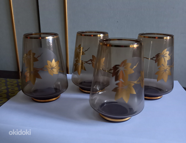 Богемные бокалы с золотыми листьями 4 шт. (фото #5)