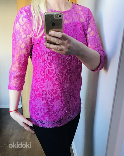 Розовая кружевная блузка xl (фото #2)