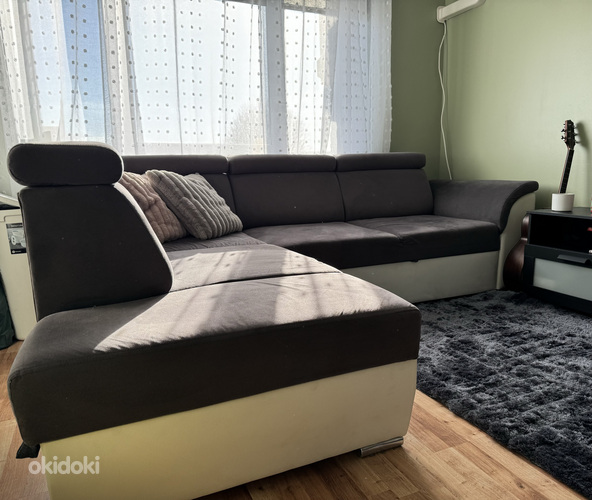 Угловой диван-кровать с ящиком для белья (фото #1)
