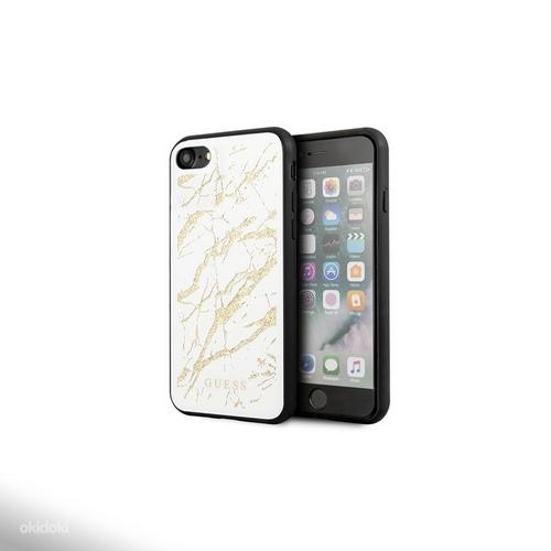 Guess iPhone 7 / 8 / SE2 Glitter Marble Glass ümbris (foto #1)