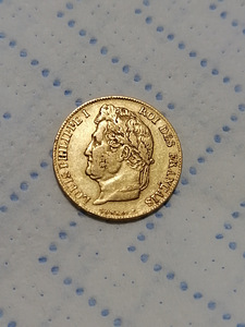 Müün 20-frangise mündi Louis Pfilipe, 1840, kuld, originaal