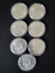 USA eagle hõbemüntide kollektsioon 1990-2024 (8 foto / 10)