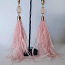 Серьги с розовым кварцем и страусиными перьями (фото #1)