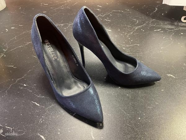Темно-синие блестящие туфли № 36 (фото #1)
