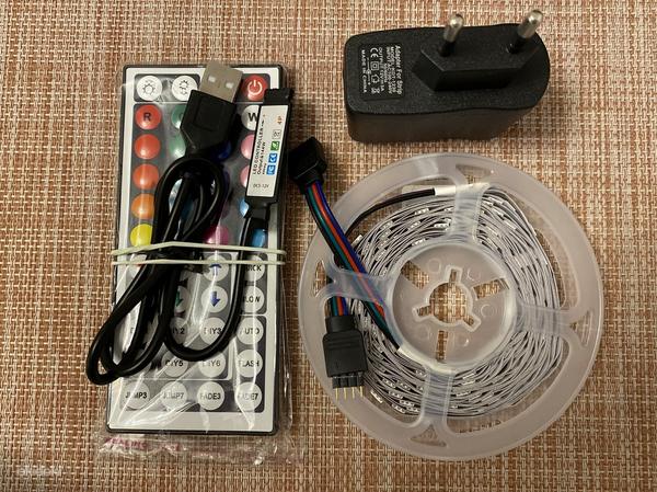 RGB led 5050 riba (5m, pult, ir-modul ja adapter) (foto #1)