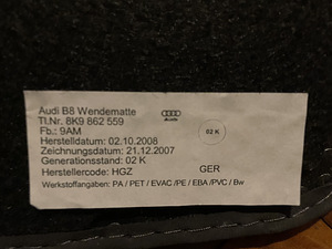 M: Audi B8 A4/S4 avant salongi pagasiruumi matt (1 foto / 4)