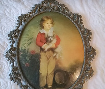Картина из хрусталя с мальчиком в бронзовой раме
