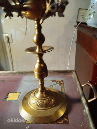 Большая масляная лампа со львами (бронза, латунь) (фото #5)