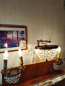 Antiik kristall ripatsitega 2seinavalgustid ja laelamp,1920a (5 foto / 10)