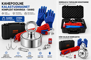 VEVOR kalastusmagneti otsimismagneti komplekt kohvriga 544kg (1 foto / 1)