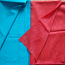 Искусственный шелк / бирюза и красный - 1,7х1,5 (фото #1)