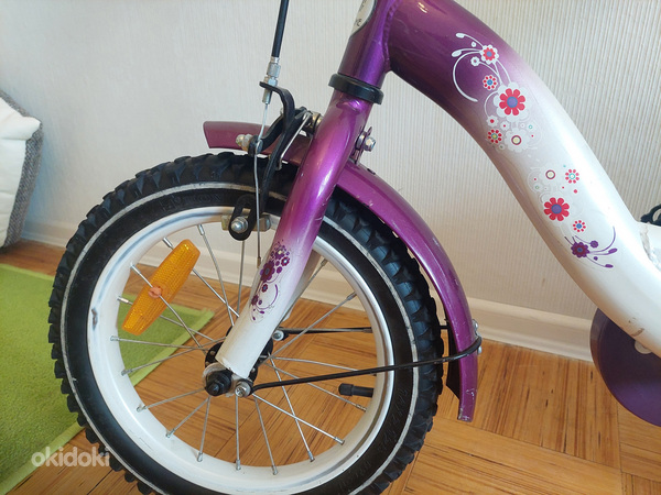 Велосипед для девочки 14". Со страховочными колёсами. (фото #4)