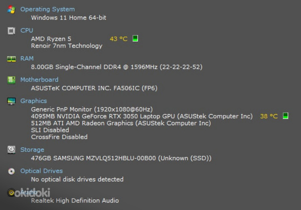 Asus TUF Gaming A15, FHD, 144Hz, Ryzen 5, 8GB, 512GB, RTX305 (foto #7)