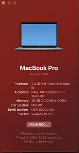 Macbook Pro (15-inch, 2019), I9, 16GB, 512SSD, Radeon Pro (5 foto / 5)
