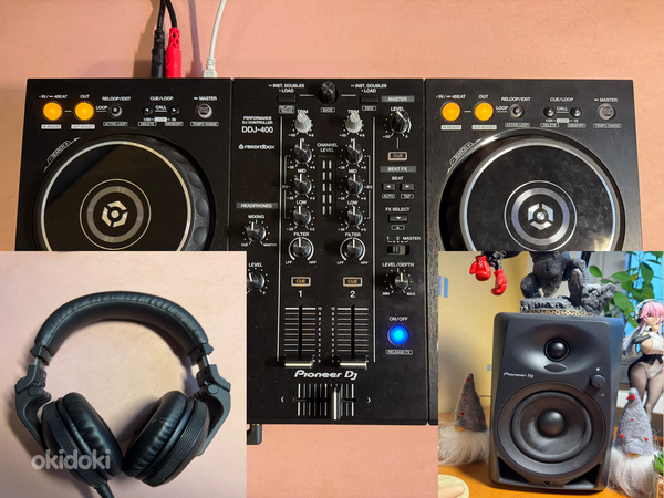 Pioneer DDJ-400 + Pioneer DM-40 + Pioneer HDJ-X5