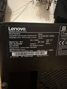Mänguarvuti Lenovo RTX 2060, i7-9700, 16GB RAM, 256 SSD (1 foto / 2)